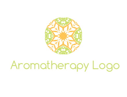 floral pattern in circle symbol