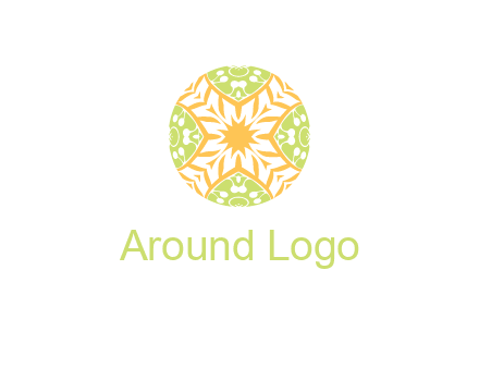 floral pattern in circle symbol