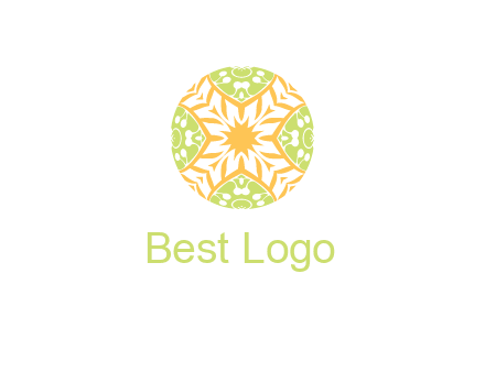 floral pattern in circle symbol