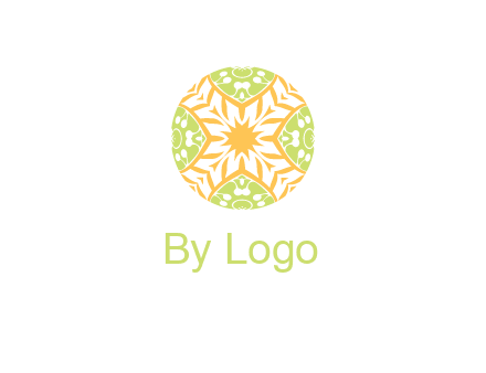 floral pattern in circle symbol