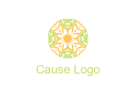 floral pattern in circle symbol