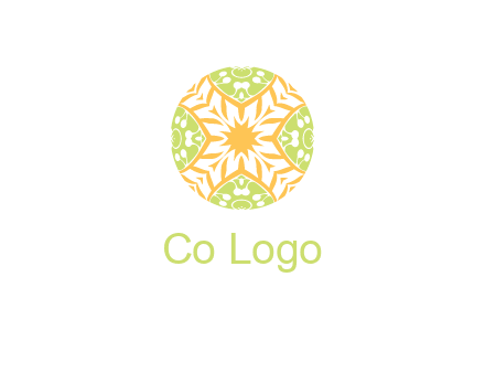 floral pattern in circle symbol