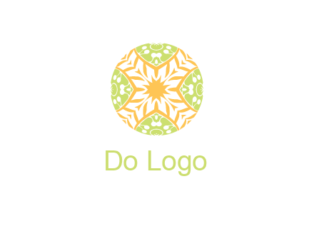 floral pattern in circle symbol