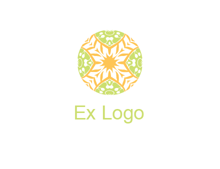 floral pattern in circle symbol