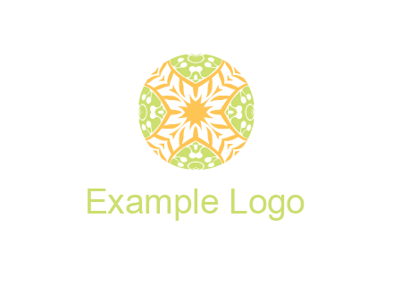 floral pattern in circle symbol
