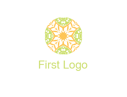 floral pattern in circle symbol