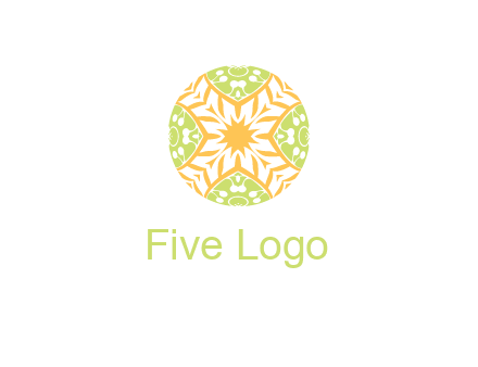 floral pattern in circle symbol