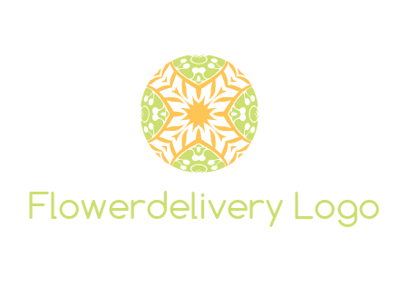 floral pattern in circle symbol