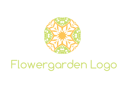 floral pattern in circle symbol
