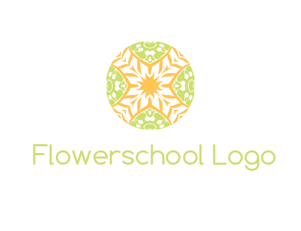 floral pattern in circle symbol
