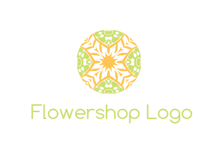 floral pattern in circle symbol