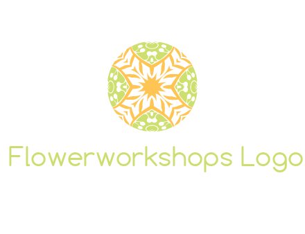 floral pattern in circle symbol