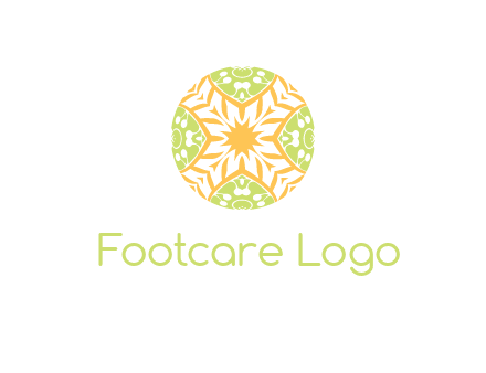 floral pattern in circle symbol