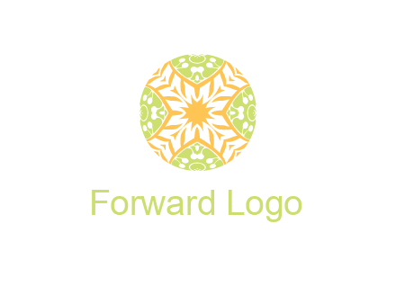 floral pattern in circle symbol