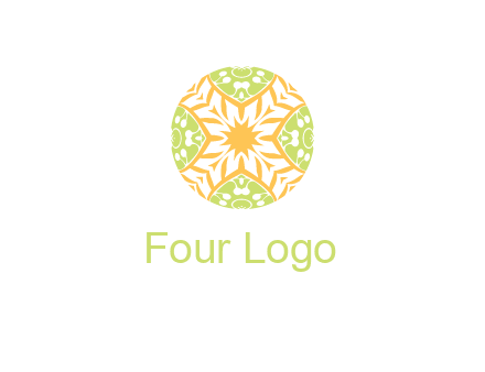 floral pattern in circle symbol
