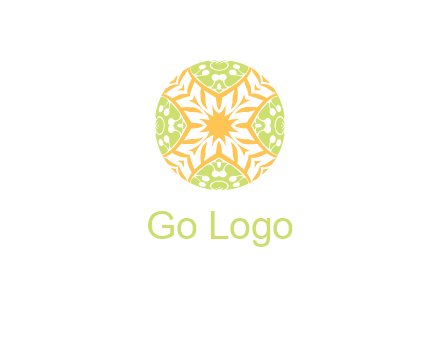 floral pattern in circle symbol