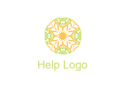 floral pattern in circle symbol