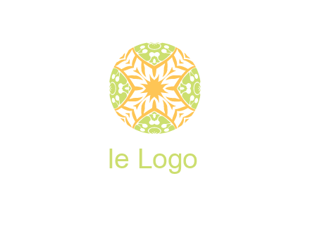 floral pattern in circle symbol