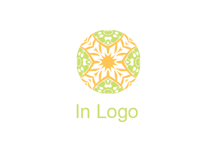 floral pattern in circle symbol