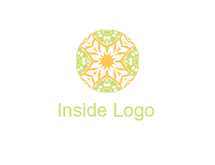 floral pattern in circle symbol