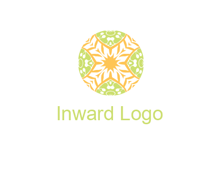 floral pattern in circle symbol