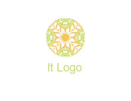floral pattern in circle symbol