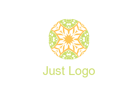 floral pattern in circle symbol
