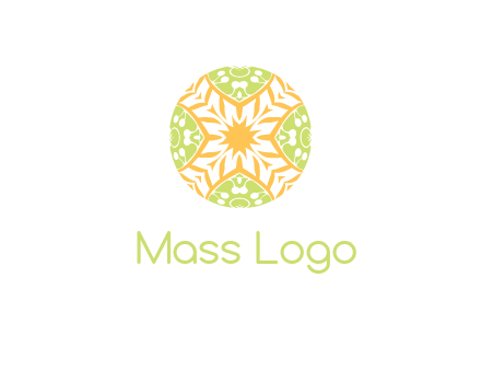 floral pattern in circle symbol