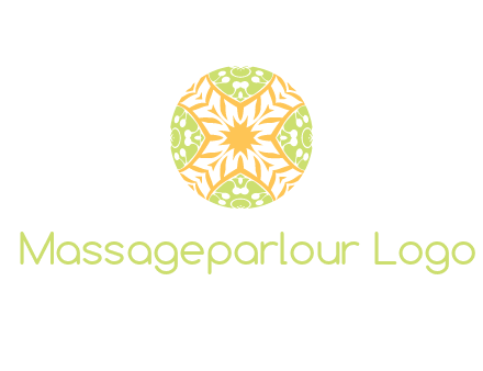 floral pattern in circle symbol