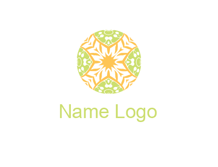 floral pattern in circle symbol