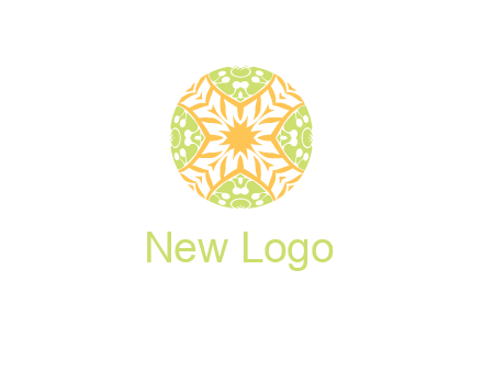 floral pattern in circle symbol