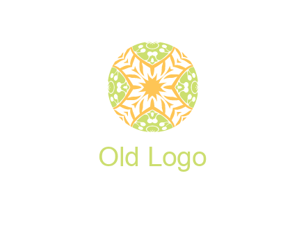 floral pattern in circle symbol