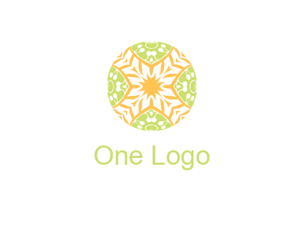 floral pattern in circle symbol