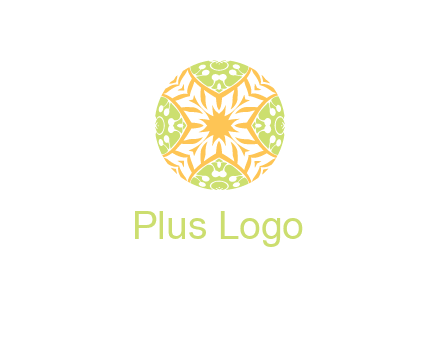 floral pattern in circle symbol