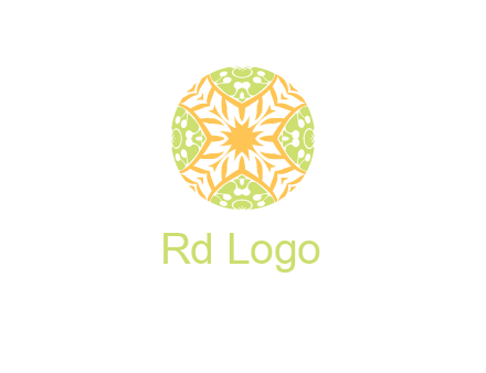 floral pattern in circle symbol