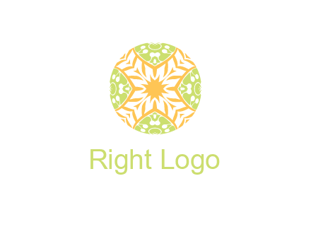 floral pattern in circle symbol