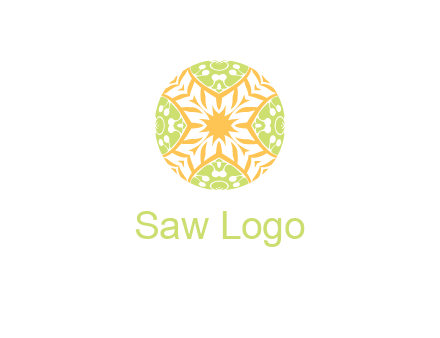 floral pattern in circle symbol