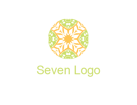floral pattern in circle symbol