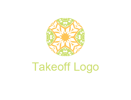 floral pattern in circle symbol