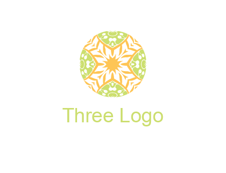 floral pattern in circle symbol