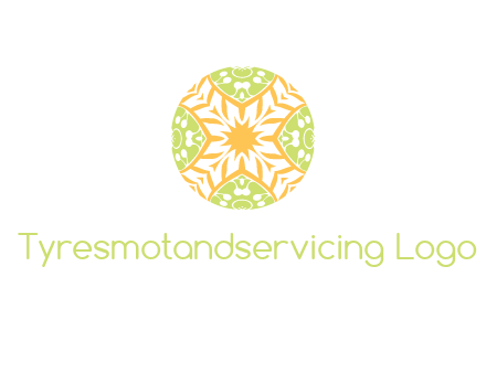floral pattern in circle symbol