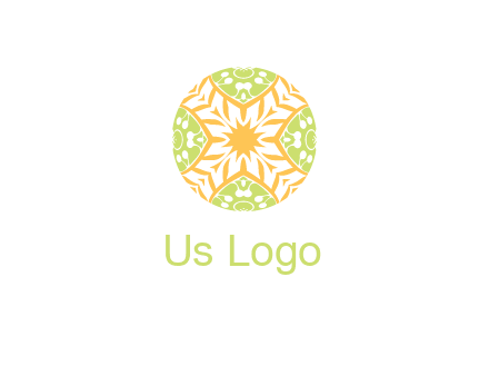 floral pattern in circle symbol