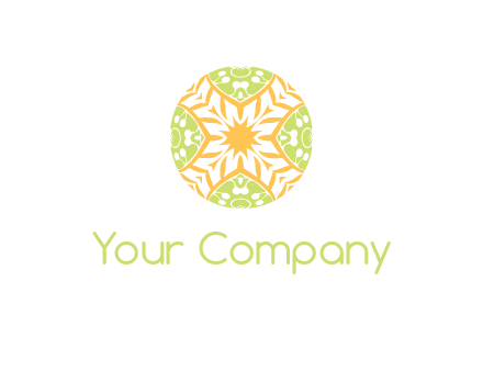 floral pattern in circle symbol