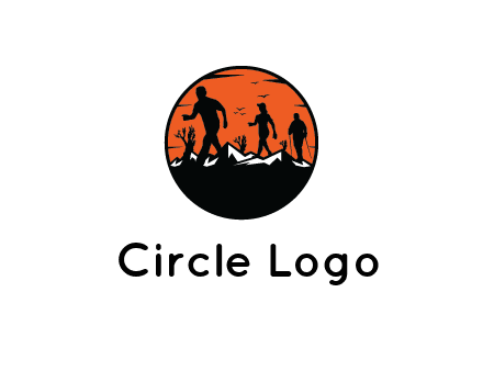 hikers on mountain in circle