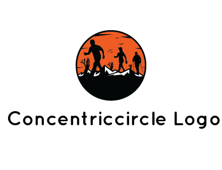 hikers on mountain in circle
