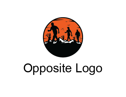 hikers on mountain in circle
