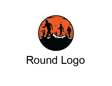 hikers on mountain in circle