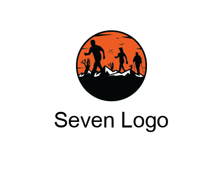 hikers on mountain in circle