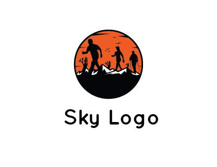 hikers on mountain in circle