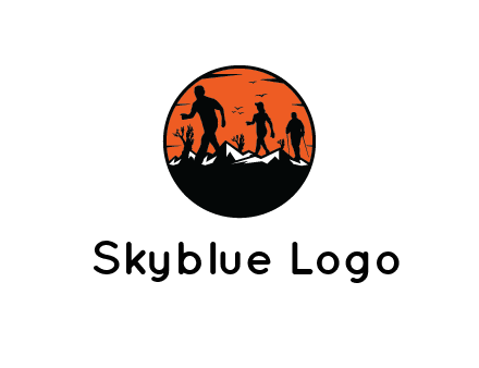 hikers on mountain in circle